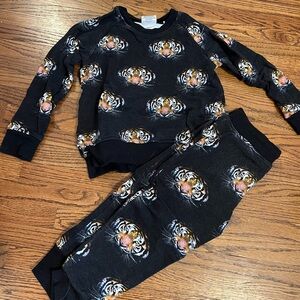 Kids Black Tiger Print Matching Set